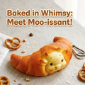 SENSE RIOT | Moo-issant! 3D Cow-Croissant Squishy Toy - Soft Slow-Rebound Bakery Animal - Cute Stress Relief Fidget & Kawaii Room Decor