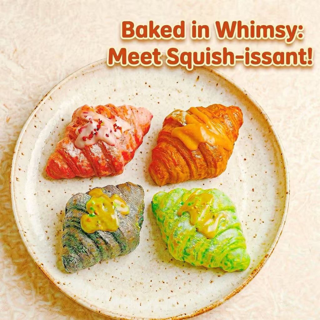 SENSE RIOT Rainbow Croissant Sensory Squishy Set - 4-Pack Artisanal Stress Relief Toys, Scented & Slow Rising