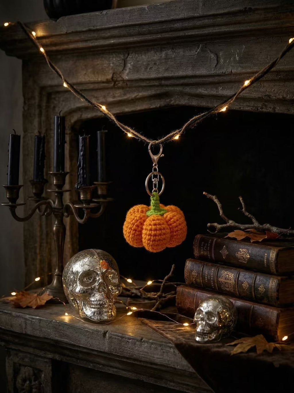 SENSE RIOT Crochet Pumpkin Keychain, Handmade Knit Bag Charm, Autumn Fall Accessory
