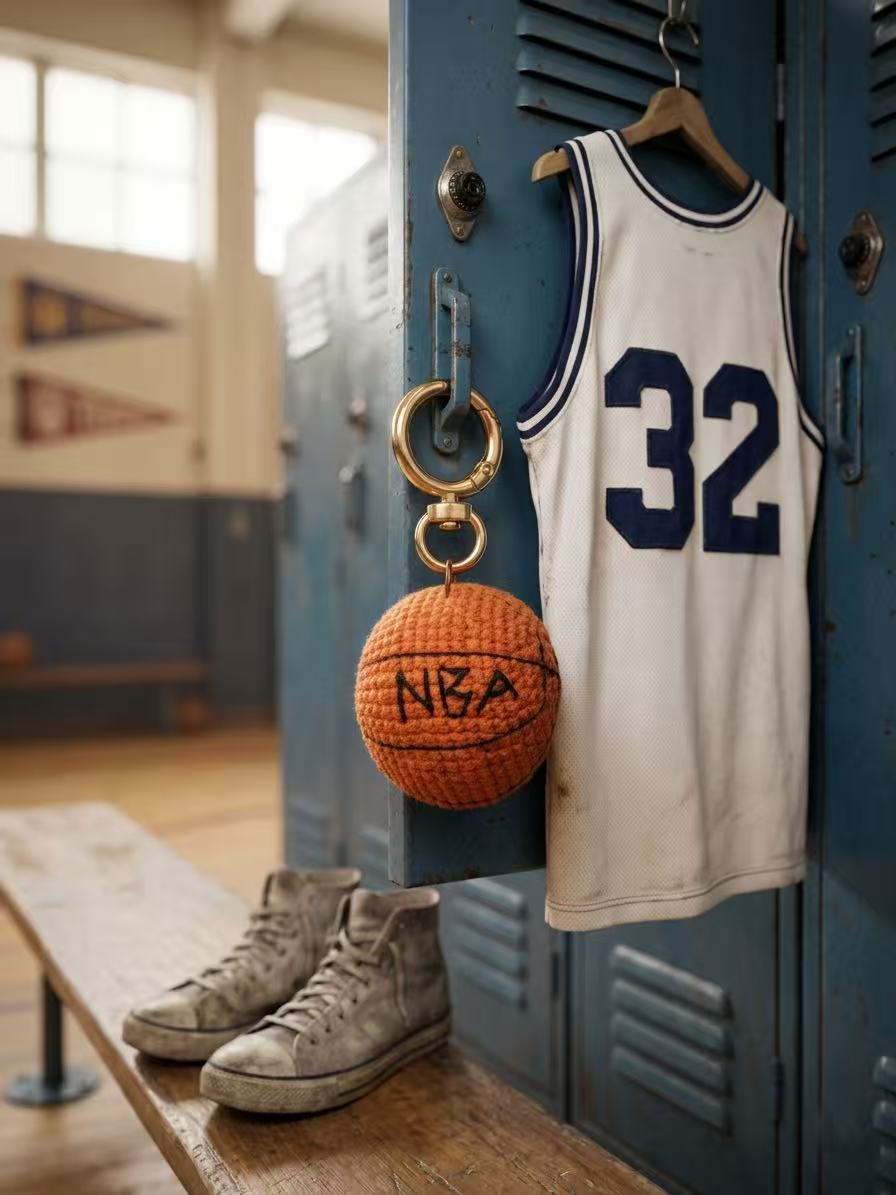 SENSE RIOT Crochet Basketball Keychain, NBA Fan Bag Charm, Sports Accessory, Backpack Clip
