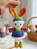 Handmade Rainbow Crochet Bunny Amigurumi Plush - Cute Stuffed Animal Toy & Nursery Decor, Perfect Baby Shower Gift