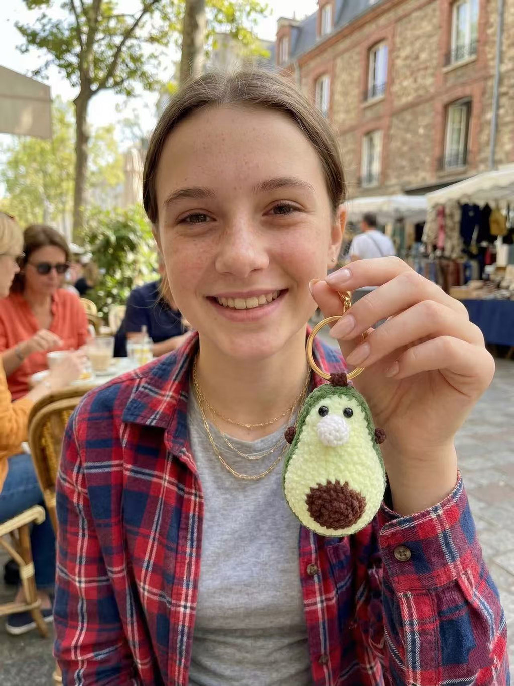 Crochet Avocado Keychain, Amigurumi Fruit Plushie, Cotton Blend Bag Charm