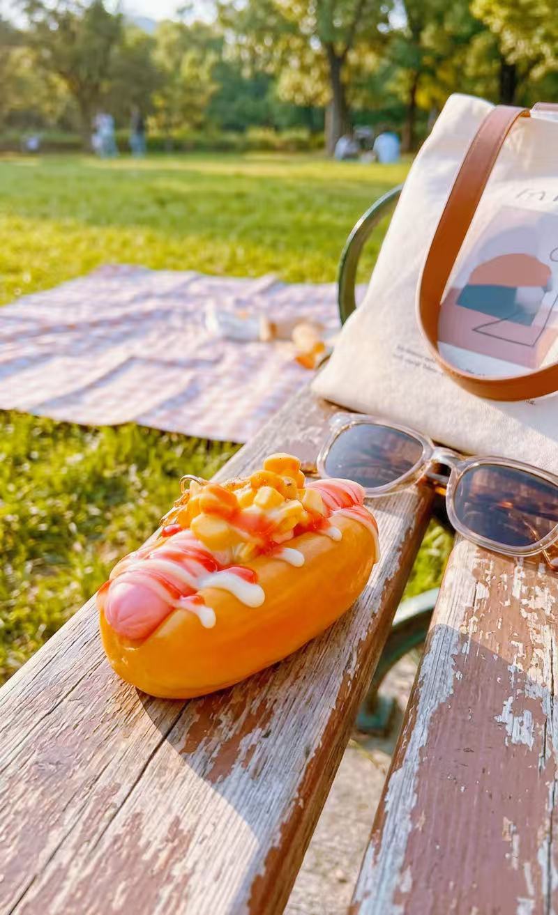 Hyper-Realistic Hot Dog Squishy Keychain | Slow Rising Scented Stress Reliever | Gourmet Food Bag Charm & Aesthetic Desk Decor