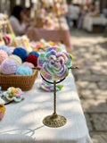SENSE RIOT Hand-Crocheted Rose Hair Tie, Pastel Boho Scrunchie, Floral Ponytail Holder