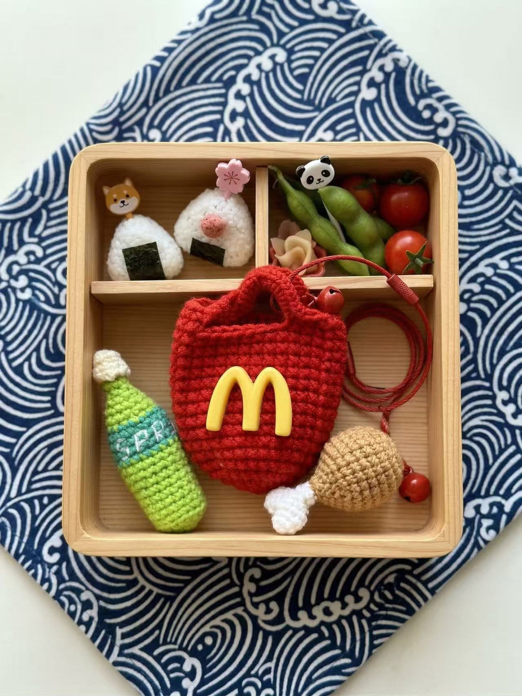 Crochet McDonald's Charm Set, Amigurumi Food Keychain, Chicken Leg Soda Pendant