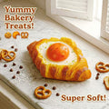 SENSE RIOT | Jumbo 3D Simulated Egg Yolk Croissant Squishy - Soft Slow-Rebound Bakery Toy - Ultimate Stress Relief & Anxiety Relief Desk Accessory