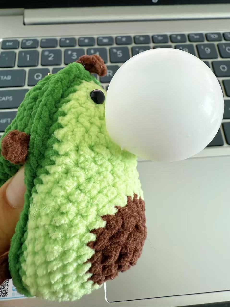 Crochet Avocado Keychain, Amigurumi Fruit Plushie, Cotton Blend Bag Charm