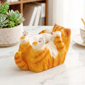[SENSE RIOT] Belly-Up Sleeping Orange Cat Tissue Box Cover - Realistic Resin Kitten with Pink Paw Beans, Funny Animal Figurine Desk Decor, Heavy-Duty Decorative Tissue Holder & Gift for Cat Lovers