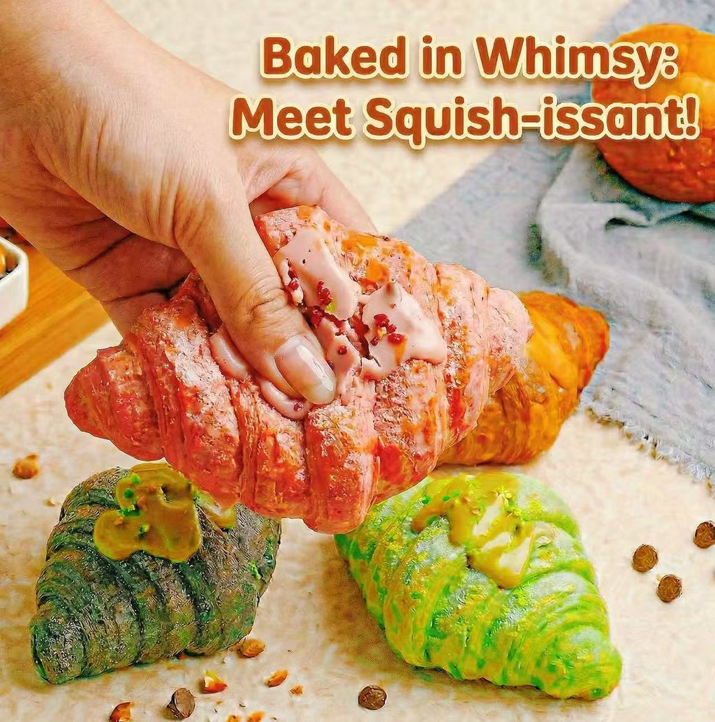 SENSE RIOT Rainbow Croissant Sensory Squishy Set - 4-Pack Artisanal Stress Relief Toys, Scented & Slow Rising