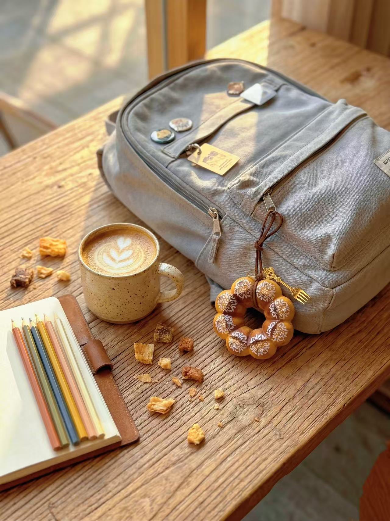 Ultra-Soft "Floral Bloom" Bread Donut Charm – Realistic Faux Baked Goods Bag Charm, Desk Decor & Squishy Toy Gift