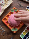 Ultra-Realistic Strawberry Waffle Ice Cream Squishy — Slow Rising Stress Relief Toy & Kawaii Desk Decor