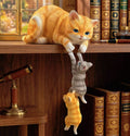 SENSE RIOT | 🐾 "The Lifeline" Hanging Cat Trio – Set of 3 Hand-Painted Resin Figurines