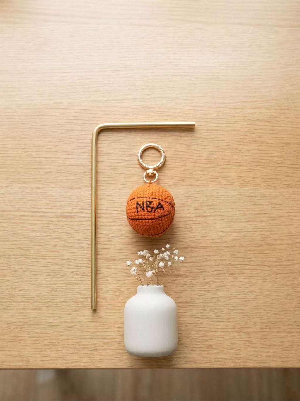 SENSE RIOT Crochet Basketball Keychain, NBA Fan Bag Charm, Sports Accessory, Backpack Clip