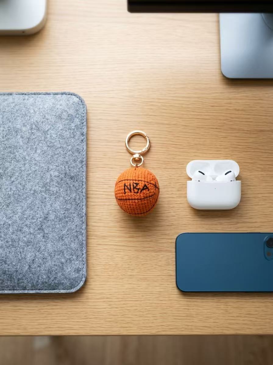 SENSE RIOT Crochet Basketball Keychain, NBA Fan Bag Charm, Sports Accessory, Backpack Clip