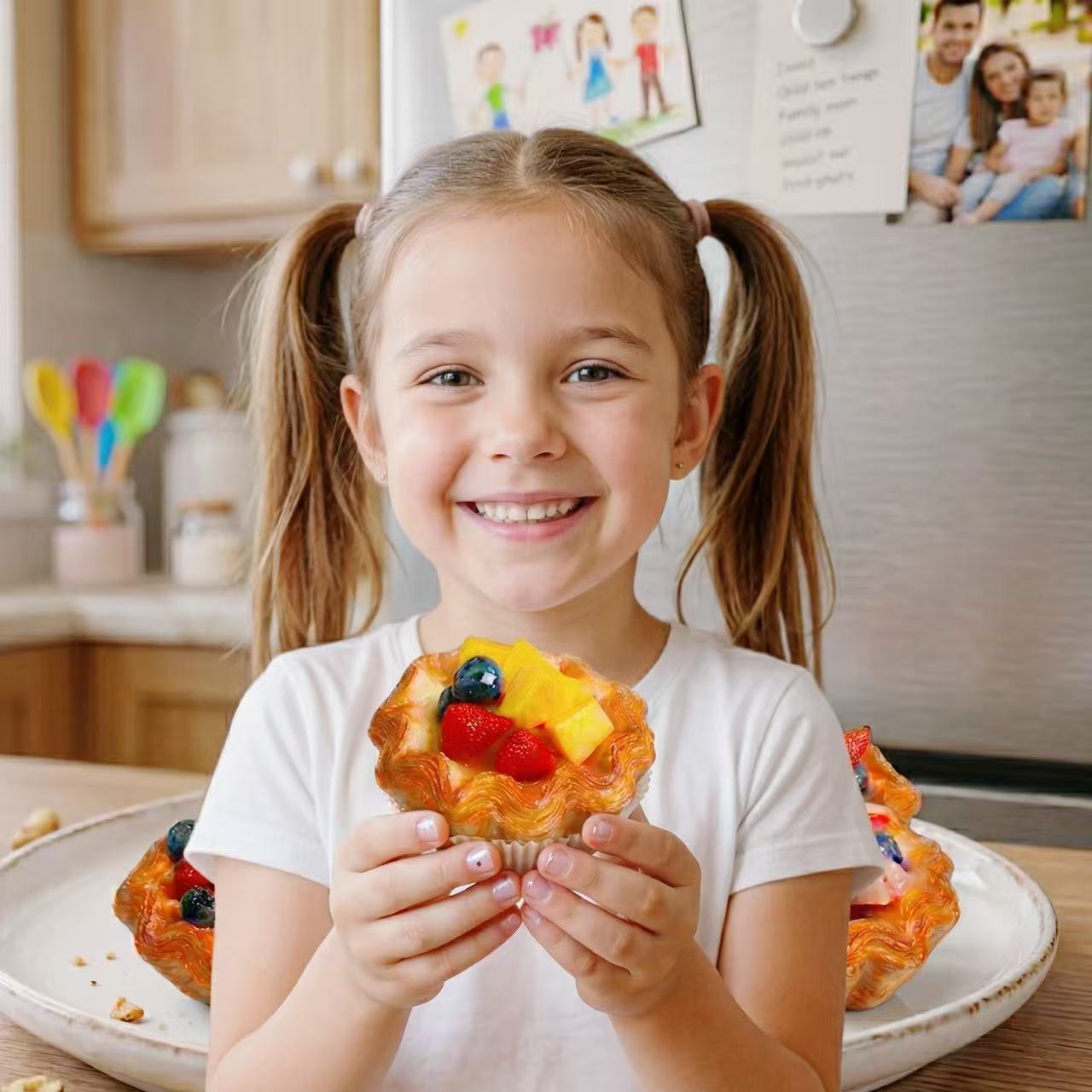 SENSE RIOT | 6-Piece Realistic Fruit Tart Collection - Scented Faux Pastry Decor, Stress Relief Squishy & Refrigerator Magnets Set