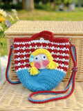 Handmade Crochet "Blonde Girl" Crossbody Bag - Quirky Y2K Aesthetic Shoulder Bag, Funny Amigurumi Character Purse, Unique Boho Handcrafted Gift
