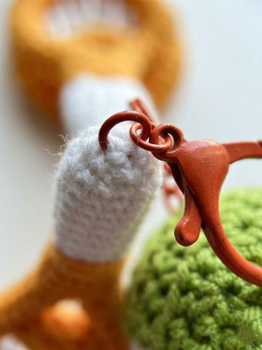 Handmade Crochet Tennis Racket Keychain, Amigurumi Tennis Ball Bag Charm, Gift for Tennis Player, Sporty Yarn Accessories, Orange & Green