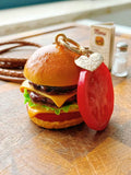 SENSE RIOT Gourmet Double Cheeseburger Squishy Keychain - Realistic "Simulated Food" Stress Reliever & Bag Charm