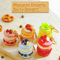 SENSE RIOT Berry Delight Macaron Keychain Set - 5-Pack Artisanal Fruit Dessert Bag Charms, Kawaii Bakery Aesthetic