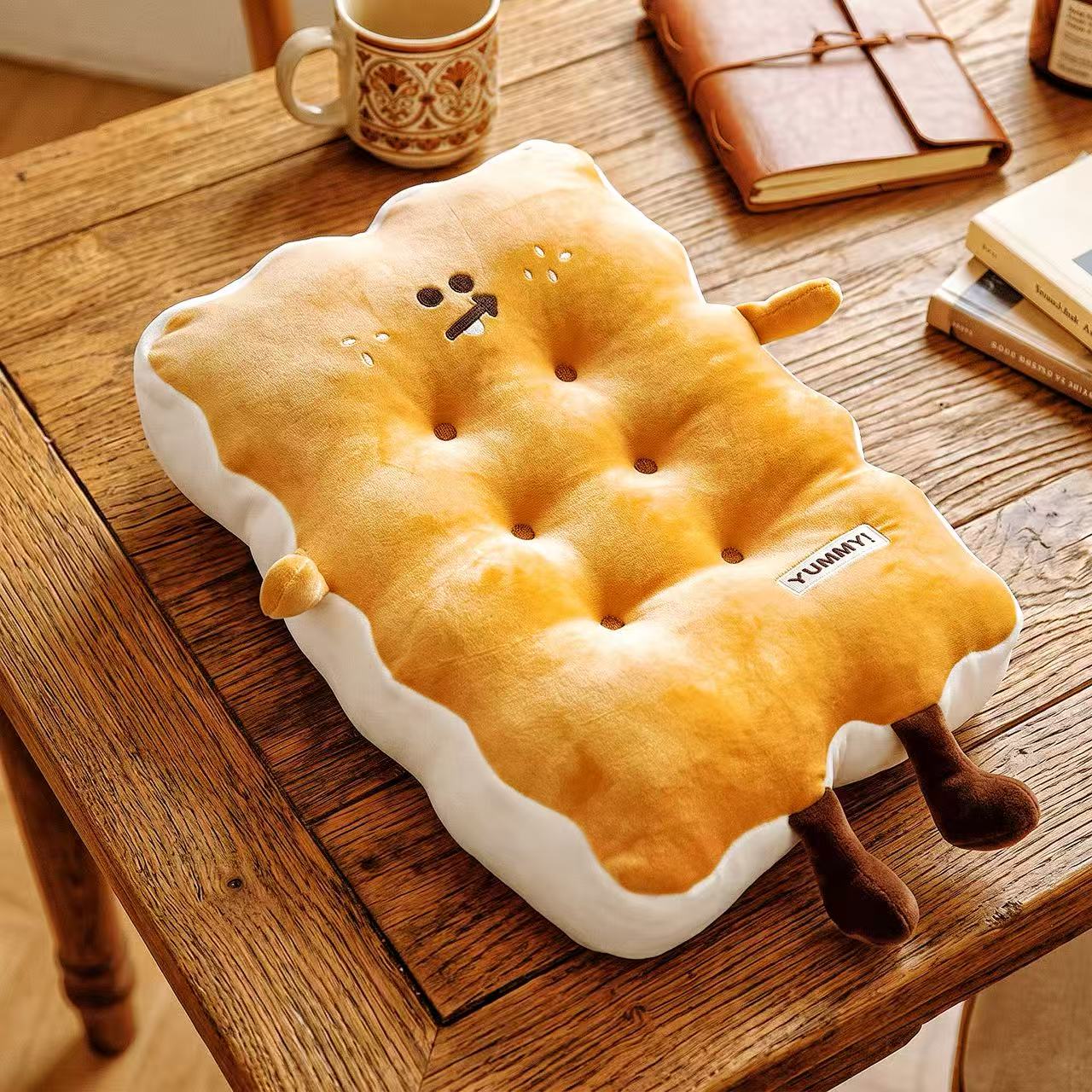 Derpy Face Cookie Throw Pillow | Funny Food-Themed Decorative Plushie
