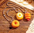 SENSE RIOT | Realistic Miniature Food Keychain - Handmade Egg Toast, Glazed Donut & Sausage Roll | Sensory Bag Charm & Foodie Gift